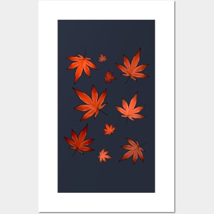 Autumn Red Maple Leaves Posters and Art